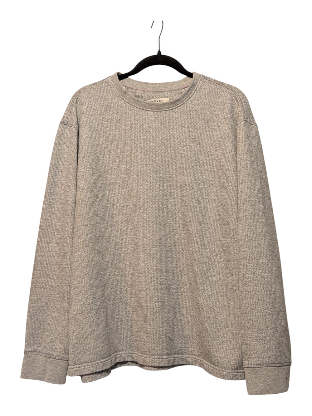 Orvis Men's Waffle-Knit Crewneck Sweatshirt in Light Gray